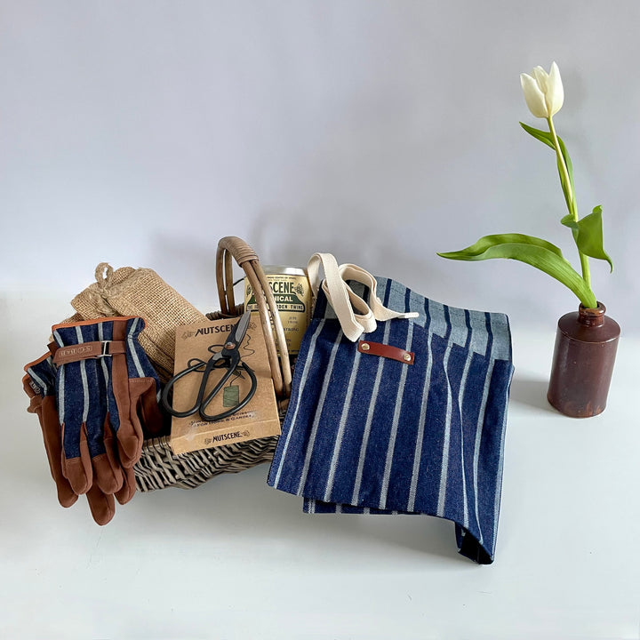 The St Andrews Hamper Company good to grow  hamper with five eco gardening gifts in a hessian lined handwoven split willow basket.